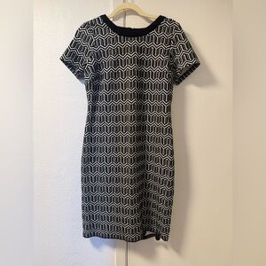 Banana Republic Black and White Geometric Midi Dress